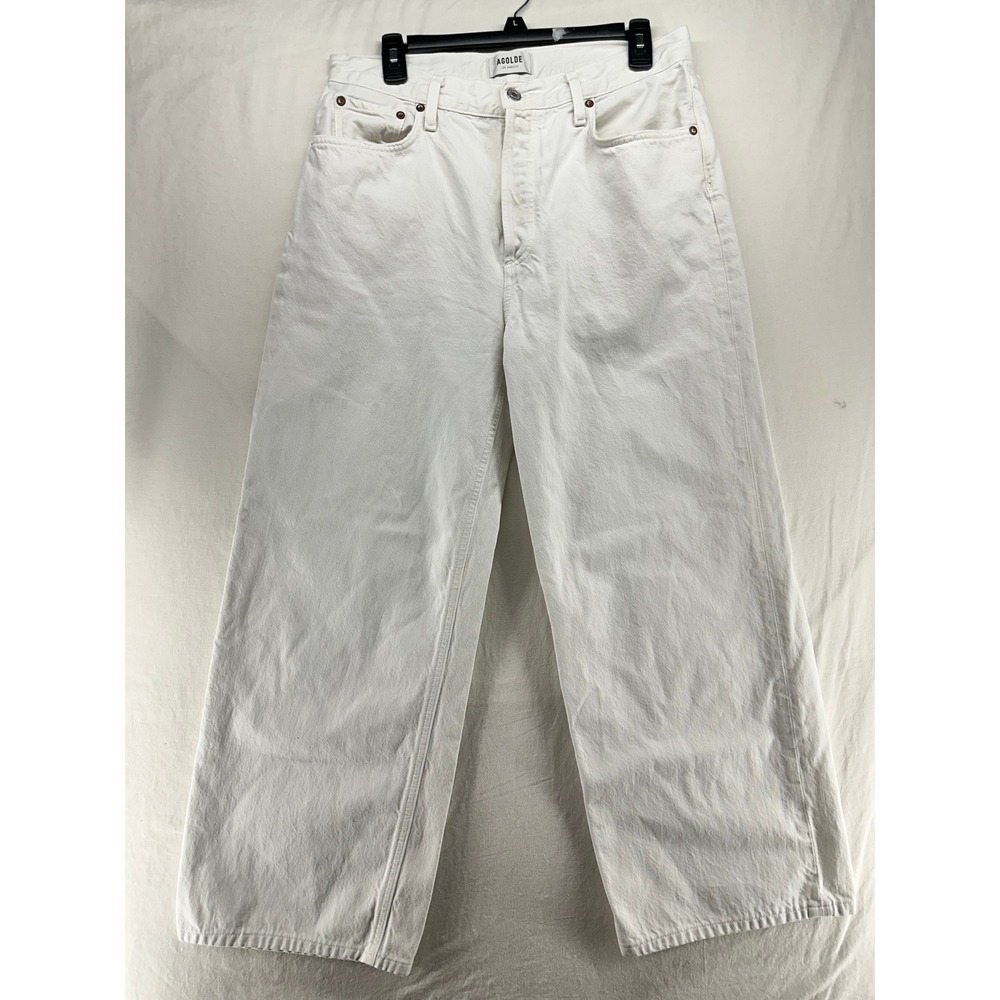 AGOLDE Low Slung Baggy White High Rise Wide Leg Jeans Size 28 Relaxed Denim
